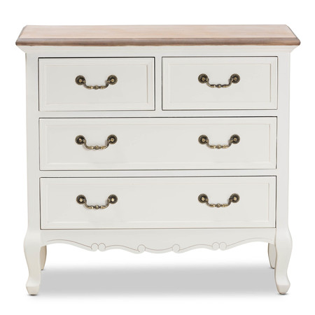 Baxton Studio Amalie White and Oak Finished 4-Drawer Accent Dresser 160-10240